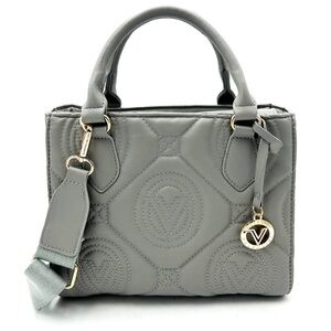 Valentino Orlandi Gray Quilted Satchel with Gold Accents *MINI*